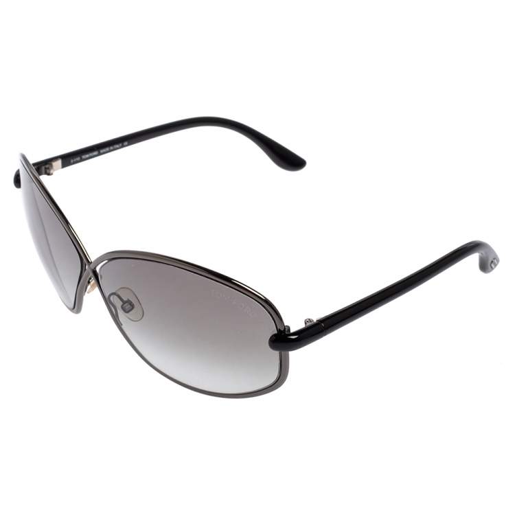 Pre Owned Tom Ford Black Acetate TF160 Brigitte Gradient Oval Sunglasses