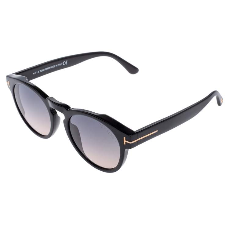 Pre Owned Tom Ford Black Acetate TF615 Margaux-02 Gradient Sunglasses