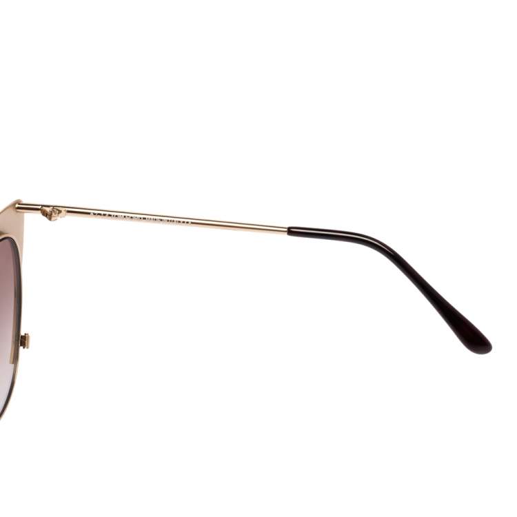 Pre Owned Tom Ford Gold Metal Tone Natasya Mirror Cat Eye Sunglasses