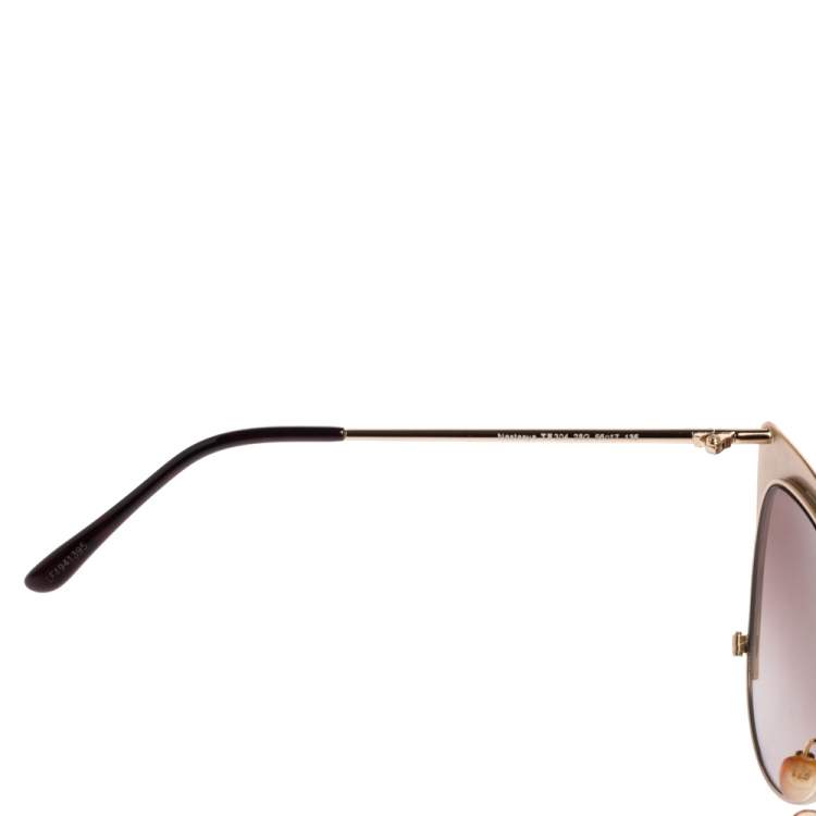 Pre Owned Tom Ford Gold Metal Tone Natasya Mirror Cat Eye Sunglasses