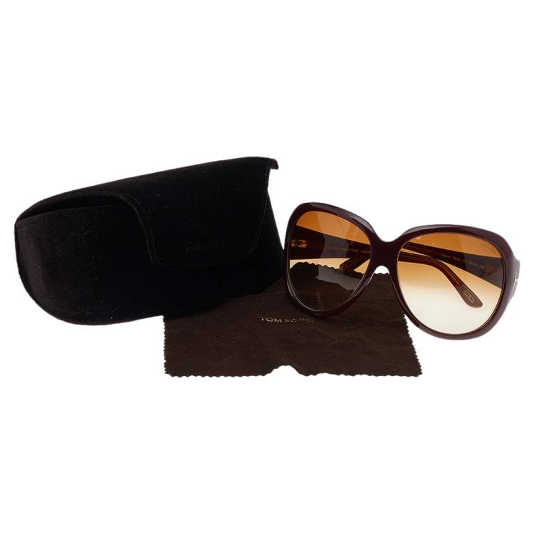 Pre Owned Tom Ford Purple/Brown Gradient TF65 Sabine Sunglasses