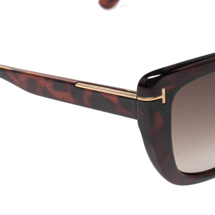 Pre Owned Tom Ford Brown Tortoise Lindsay Square Gradient Sunglasses