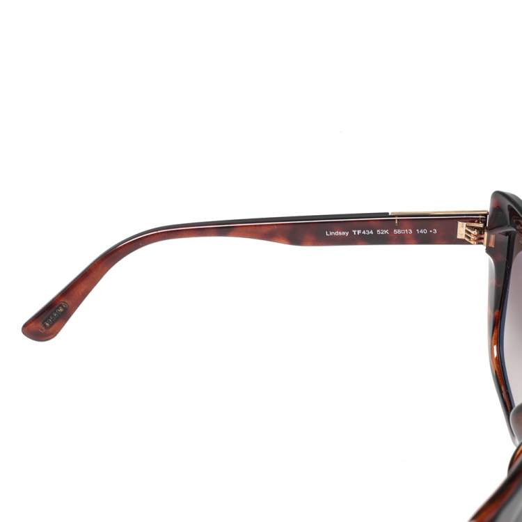 Pre Owned Tom Ford Brown Tortoise Lindsay Square Gradient Sunglasses