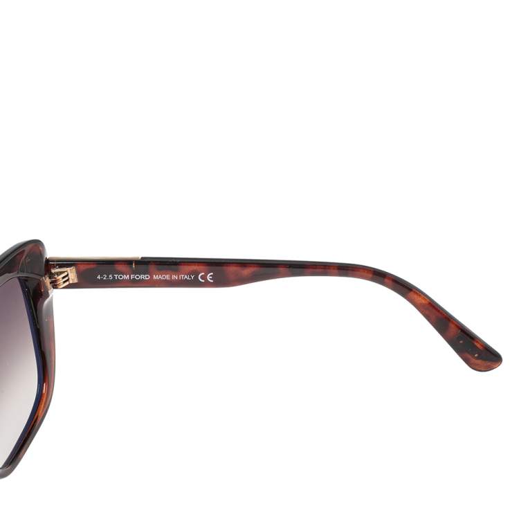Pre Owned Tom Ford Brown Tortoise Lindsay Square Gradient Sunglasses