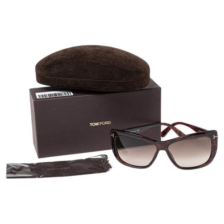 Pre Owned Tom Ford Brown Tortoise Lindsay Square Gradient Sunglasses