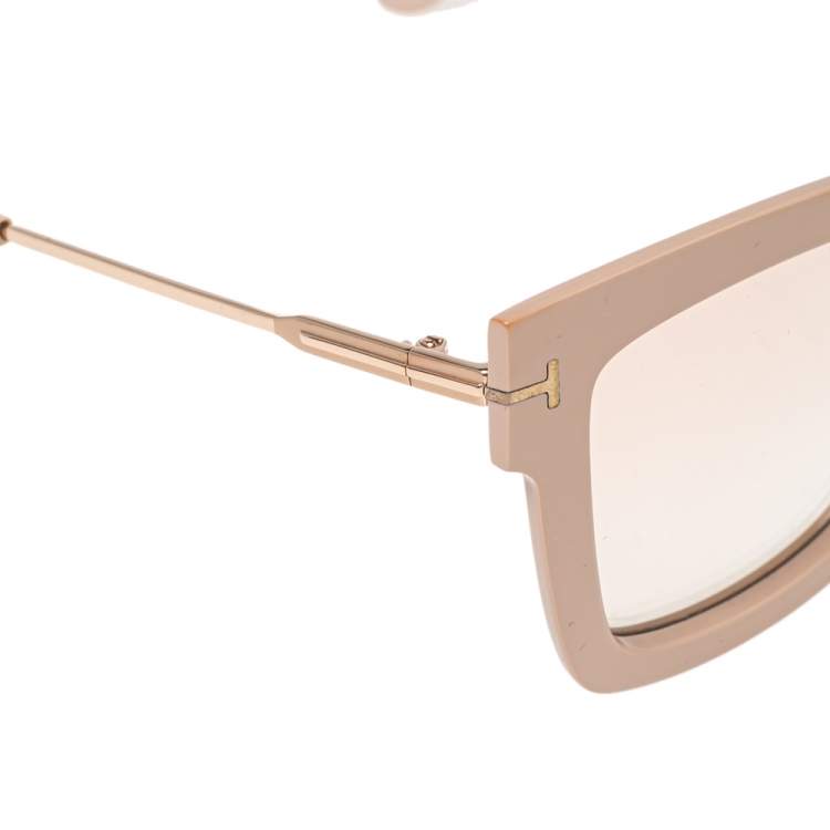 Pre Owned Tom Ford Beige Lara-02 Square Sunglasses