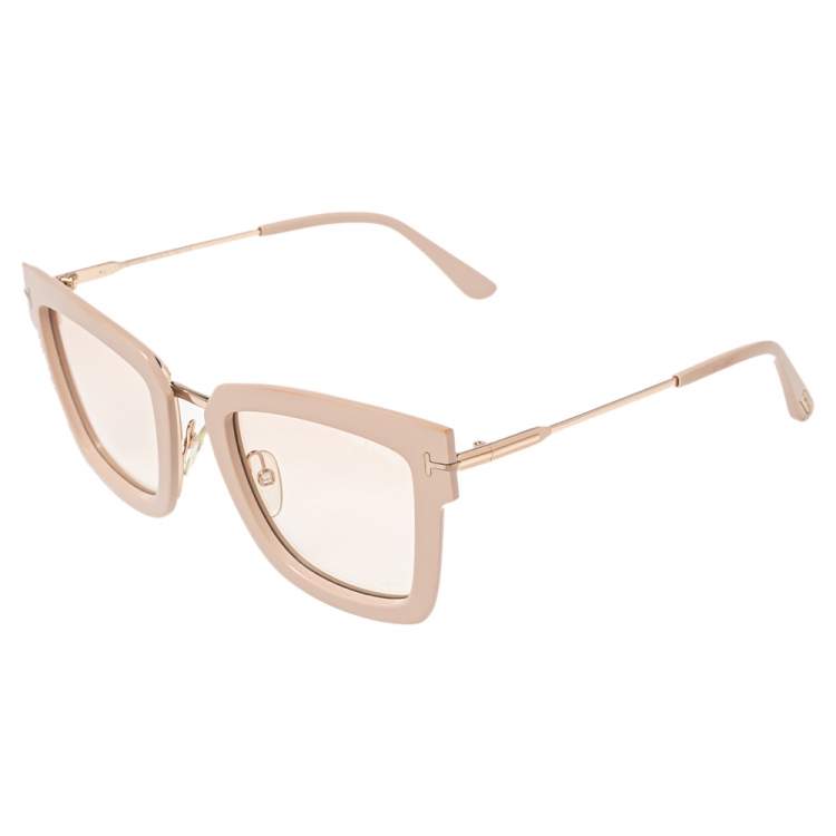 Pre Owned Tom Ford Beige Lara-02 Square Sunglasses