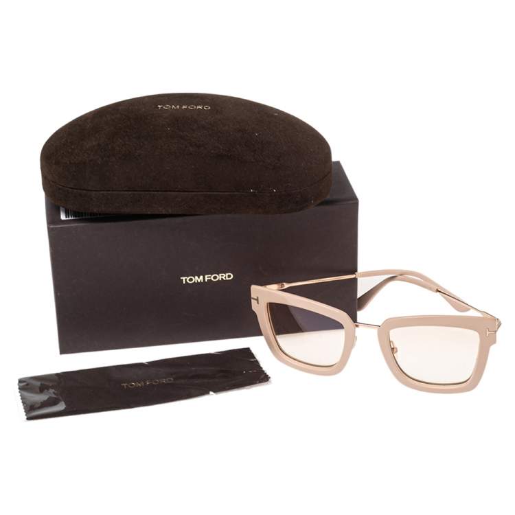 Pre Owned Tom Ford Beige Lara-02 Square Sunglasses