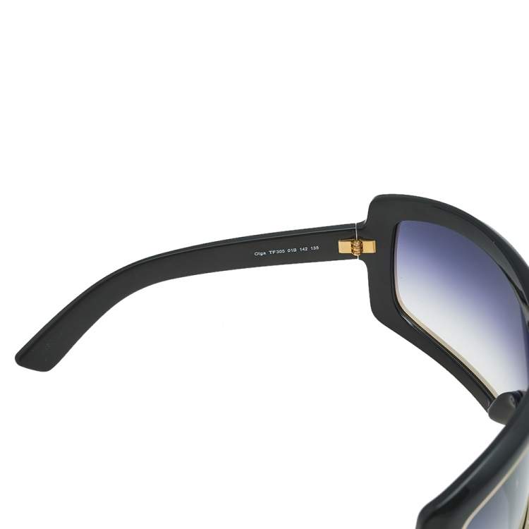 Pre Owned Tom Ford Black/ Purple Gradient FT0305 Olga Oversized Sunglasses