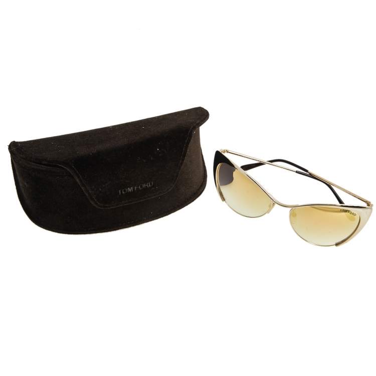 Pre Owned Tom Ford Gold Mirrored TF304 Nastasya Cat Eye Sunglasses