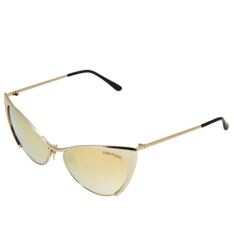 Pre Owned Tom Ford Gold Mirrored TF304 Nastasya Cat Eye Sunglasses