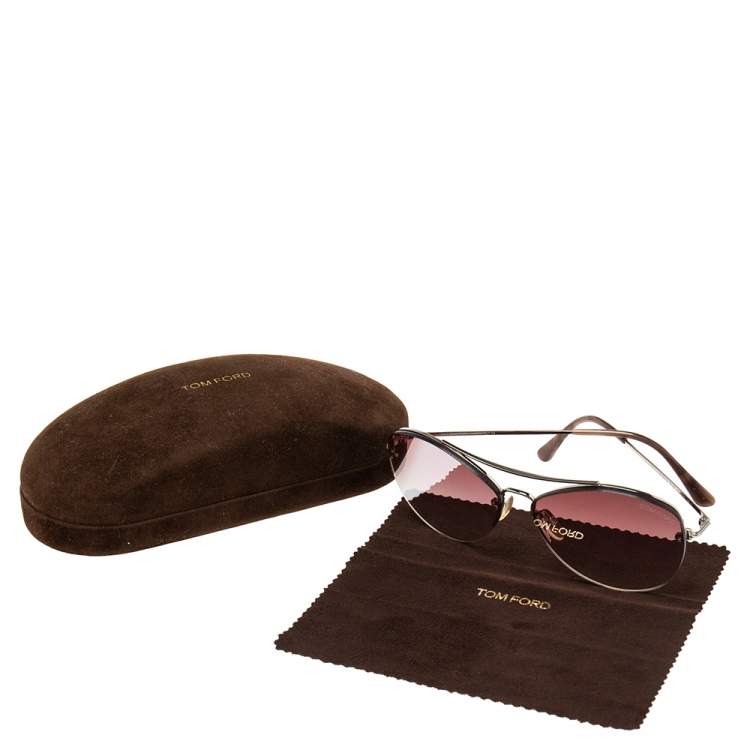 Pre Owned Tom Ford Silver Tone/Pink Gradient Margret-02 TF566 Aviator Sunglasses