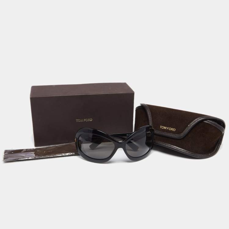 Pre Owned Tom Ford Black TF428 Edie Oval Sunglasses