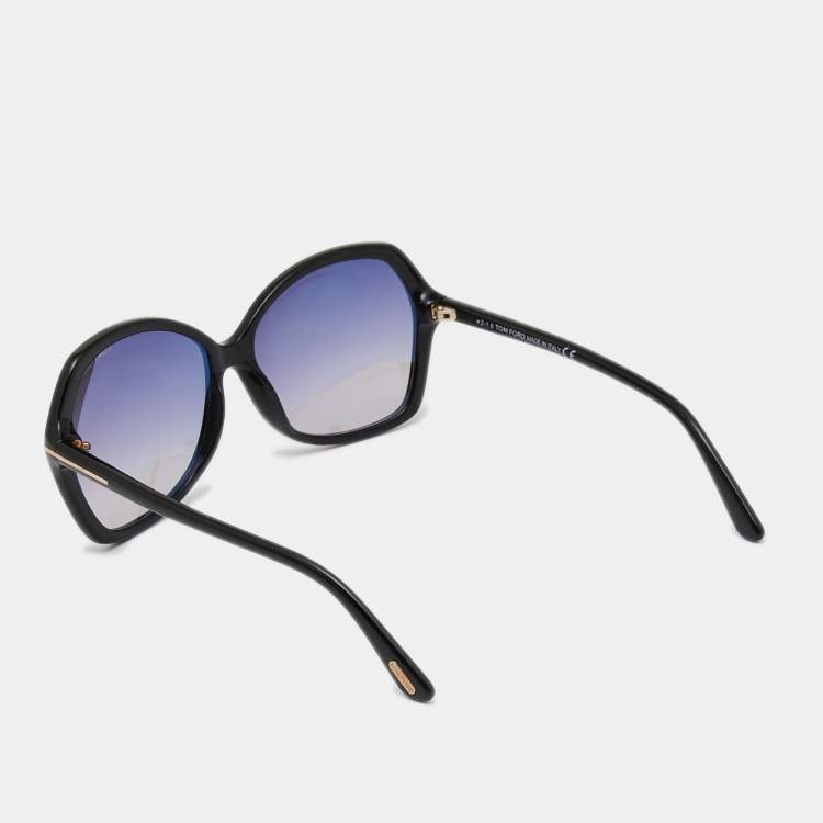 Pre Owned Tom Ford Black Carola TF328 Oversized Square Gradient Sunglasses