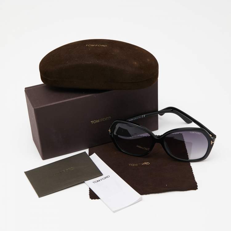 Pre Owned Tom Ford Black Carola TF328 Oversized Square Gradient Sunglasses