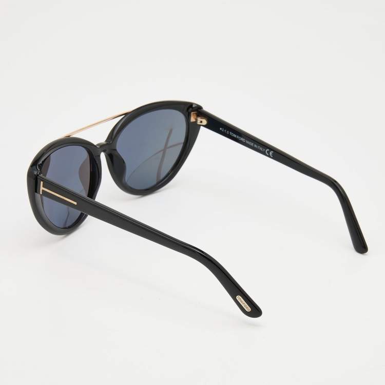 Pre Owned Tom Ford Black & Gold Tone/Black Edita TF384 Cat-Eye Sunglasses