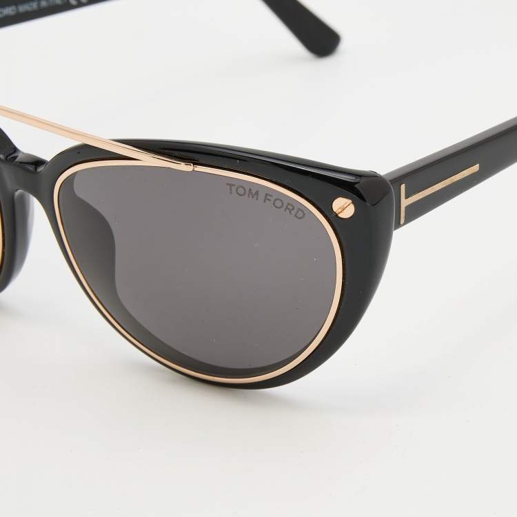 Pre Owned Tom Ford Black & Gold Tone/Black Edita TF384 Cat-Eye Sunglasses