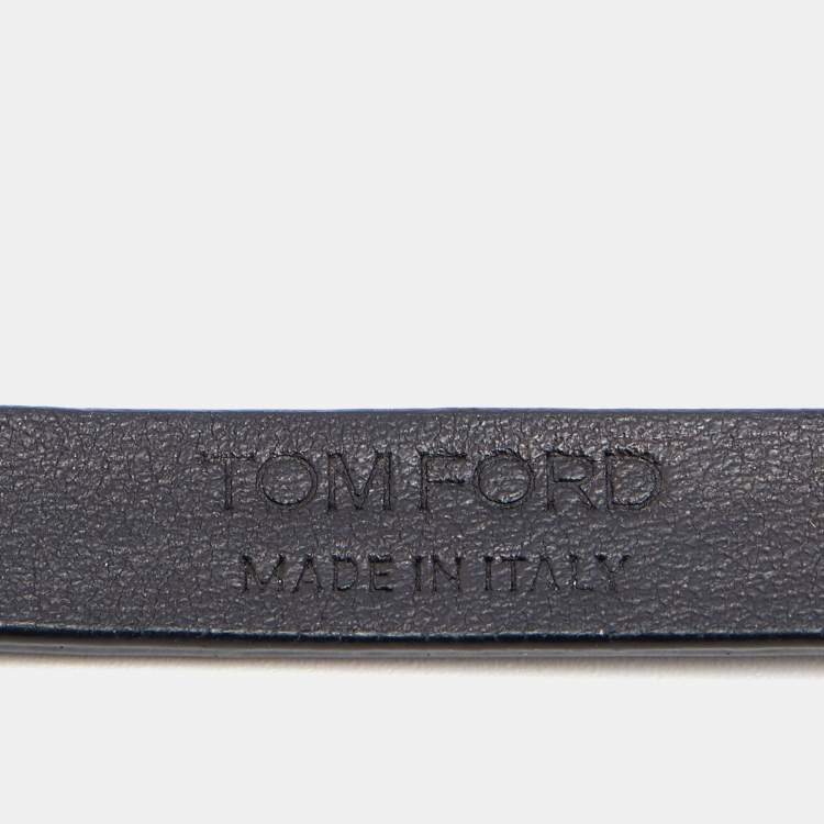 Pre Owned Tom Ford Black Leather T Buckle Wrap Bracelet