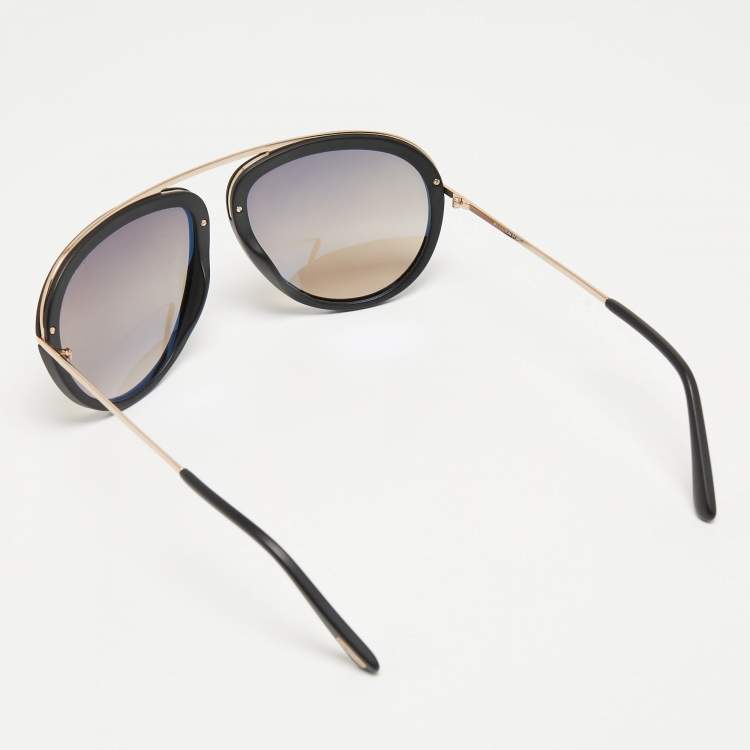 Pre Owned Tom Ford Matte Black/Brown TF452 Stacy Sunglasses