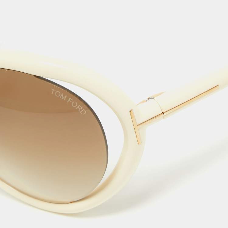 Pre Owned Tom Ford Off White Gradient FT267 Shield Sunglasses