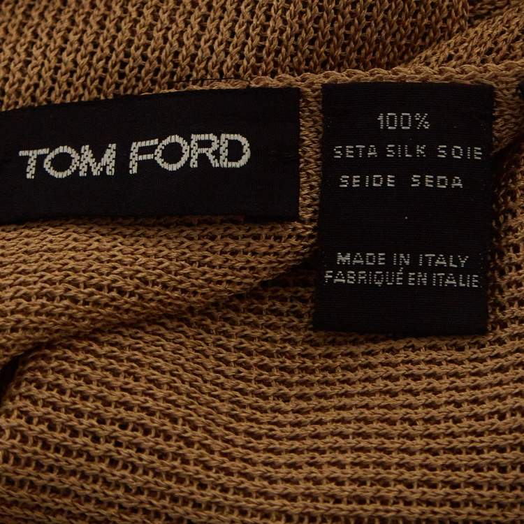Pre Owned Tom Ford Beige Silk Knit Fringed Scarf 