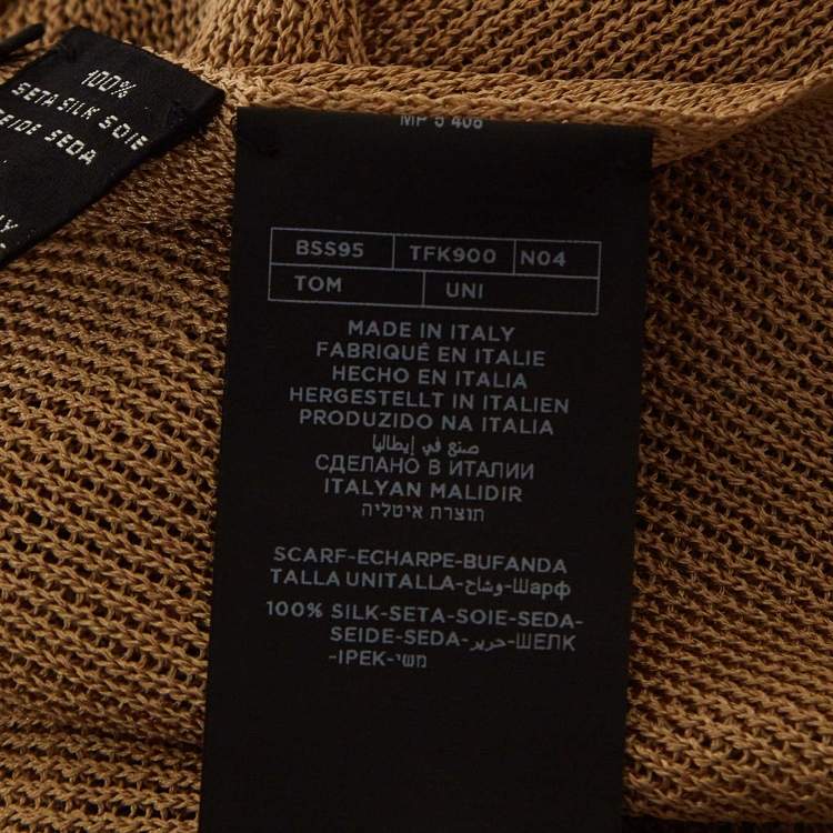 Pre Owned Tom Ford Beige Silk Knit Fringed Scarf 