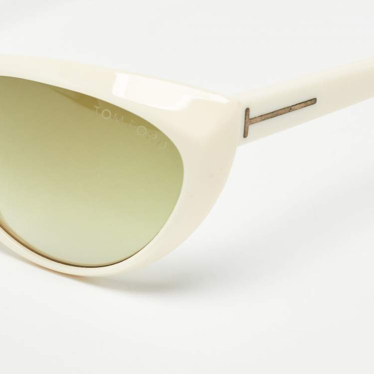 Pre Owned Tom Ford Off White Gradient TF231 Martina Cat Eye Sunglasses