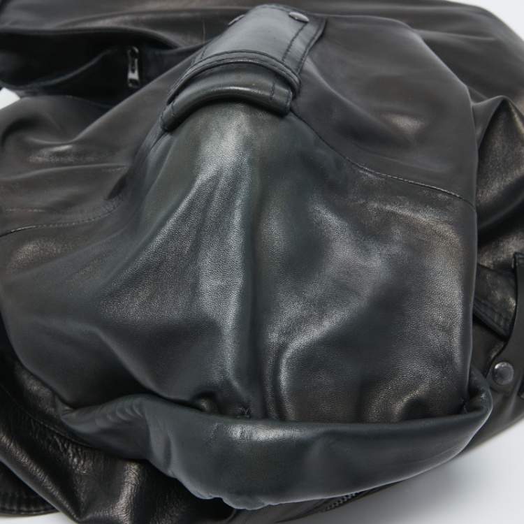 Pre Owned Tom Ford Black Leather V-Neck Belted Mini Dress M