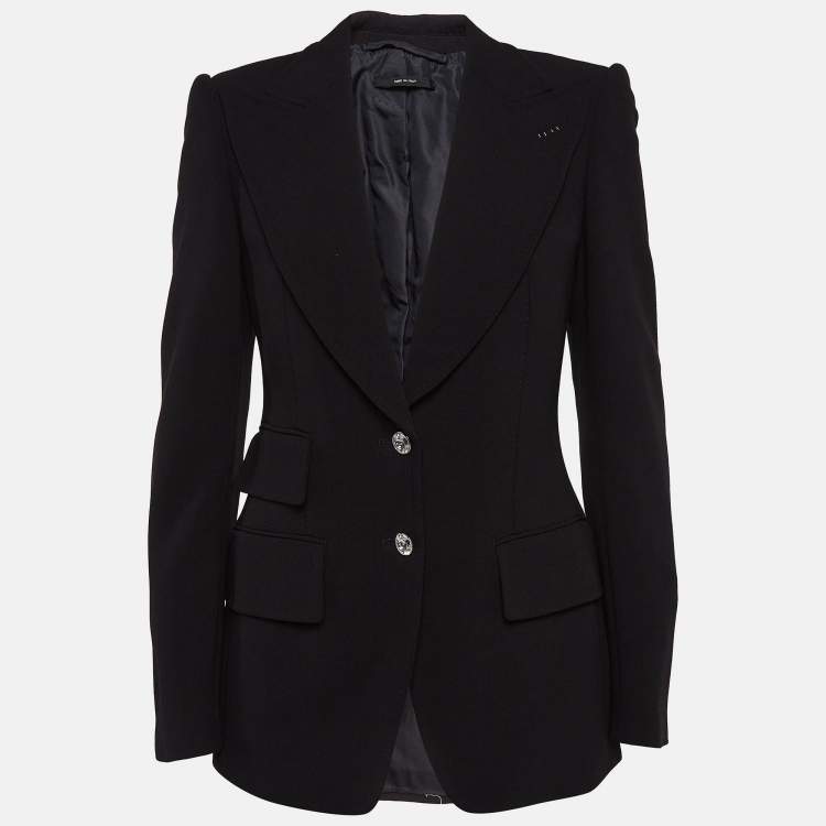 Pre Owned Tom Ford Black Rhinestone Button Wool Single Breasted Blazer S