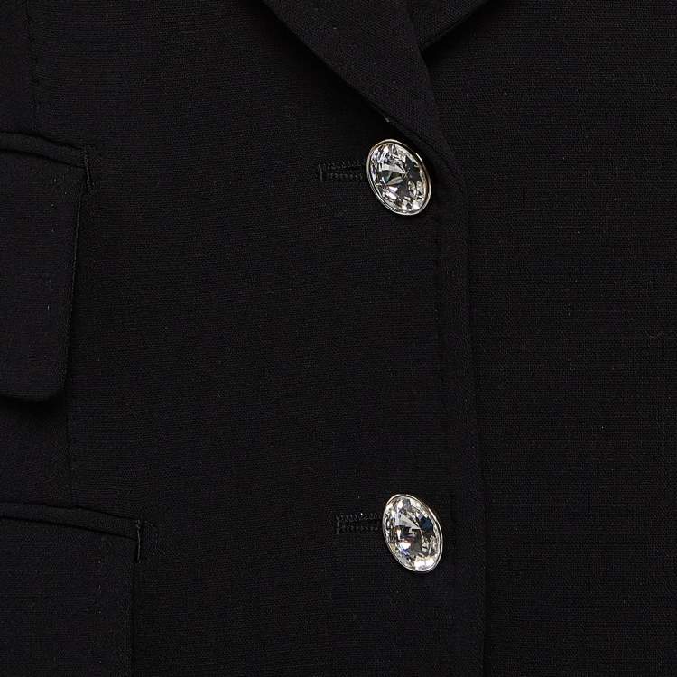 Pre Owned Tom Ford Black Rhinestone Button Wool Single Breasted Blazer S