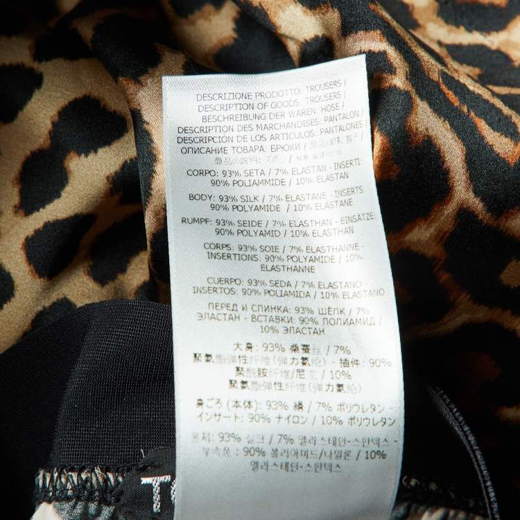 Pre Owned Tom Ford Brown Leopard Print Silk Wide Leg Pants S