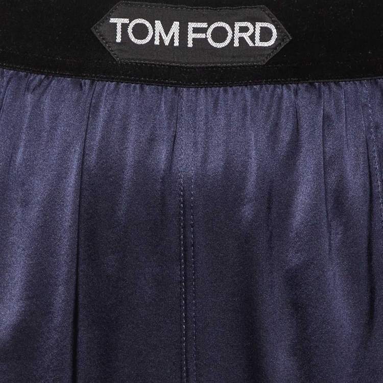 Pre Owned Tom Ford Navy Blue Silk Trousers XS