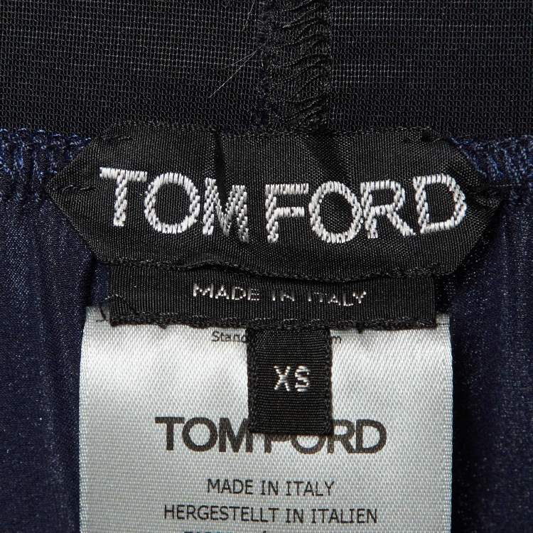 Pre Owned Tom Ford Navy Blue Silk Trousers XS