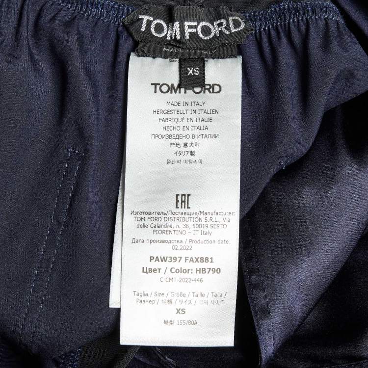Pre Owned Tom Ford Navy Blue Silk Trousers XS