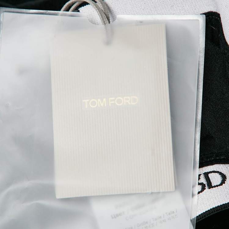 Pre Owned Tom Ford Black Velvet Jersey Logo Detail Leggings XS