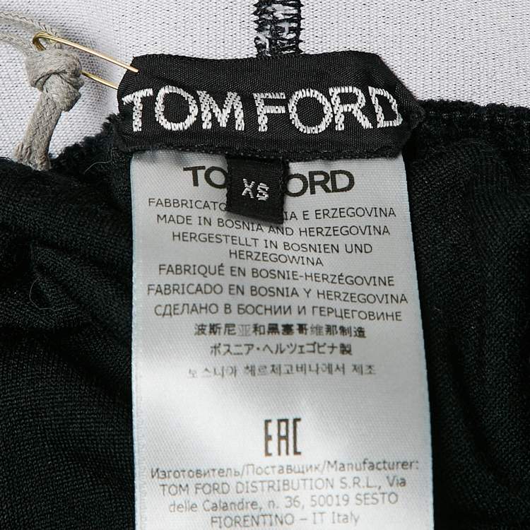 Pre Owned Tom Ford Black Velvet Jersey Logo Detail Leggings XS