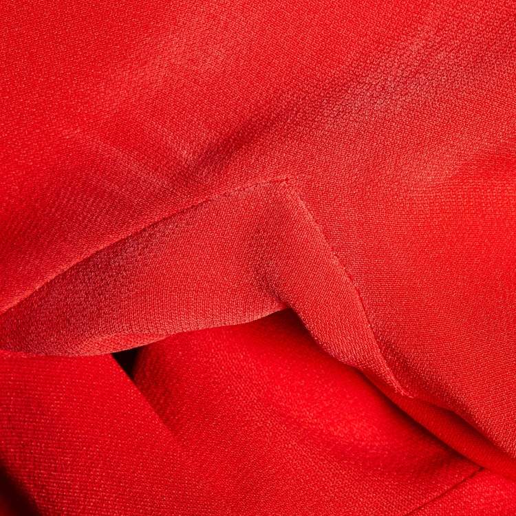Pre Owned Tom Ford Red Silk Draped Zip Detail Short Dress S