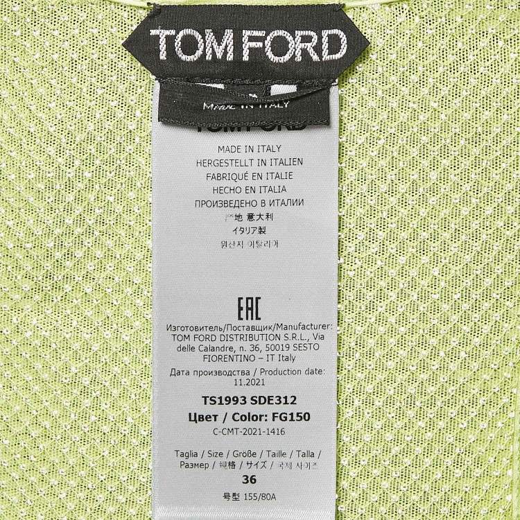 Pre Owned Tom Ford Green Sequin Slit Detail Tank Top XS