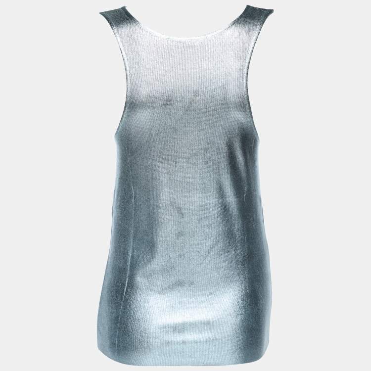 Pre Owned Tom Ford Metallic Baby Blue Viscose Tank Top S