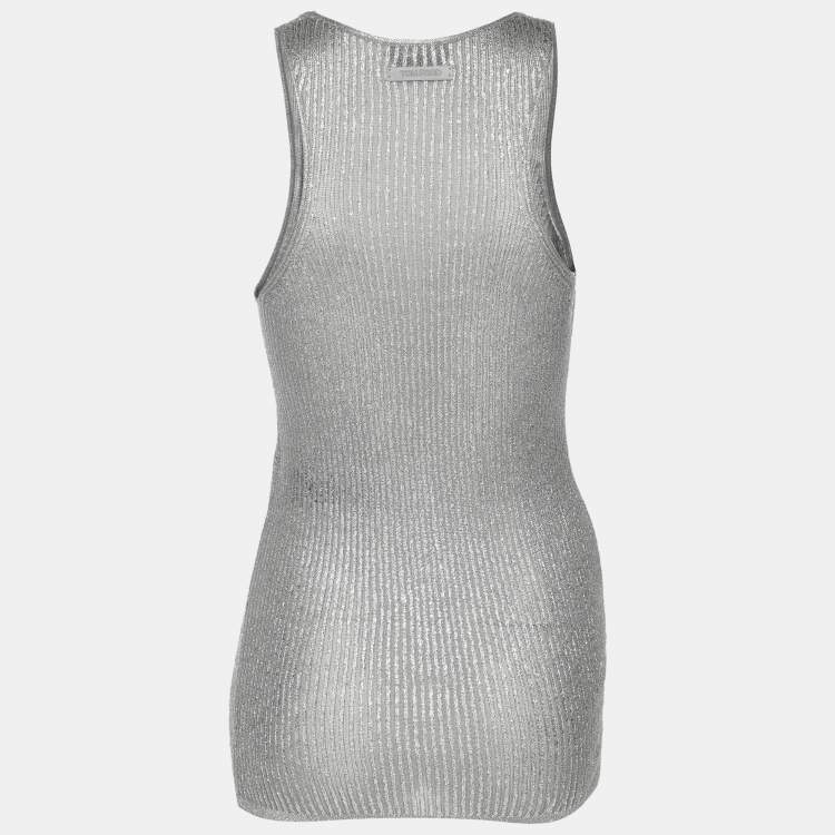 Pre Owned Tom Ford Silver Rib Knit Tank Top XS