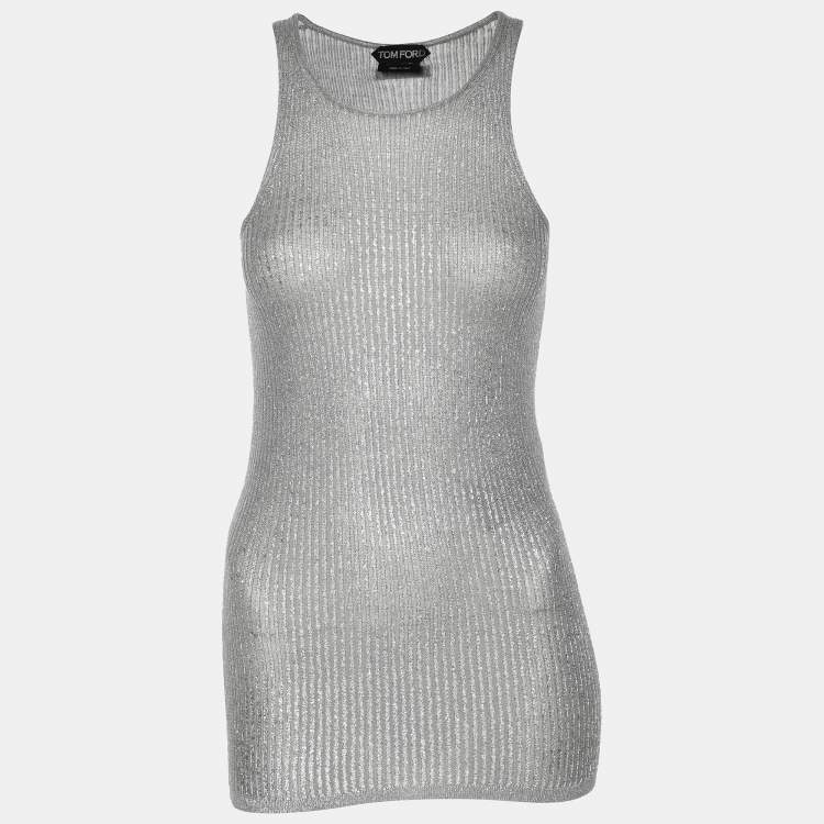 Pre Owned Tom Ford Silver Rib Knit Tank Top XS