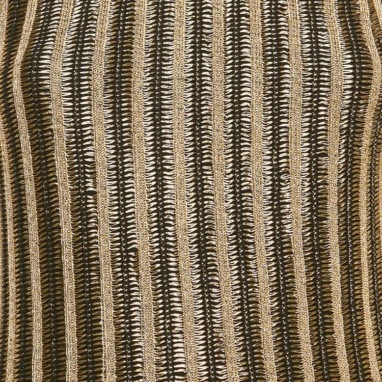 Pre Owned Tom Ford Black/Gold Lurex Slinky Rib Knit Crewneck Maxi Dress XS