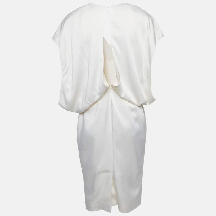 Pre Owned Tom Ford White Sateen Draped Mini Dress M
