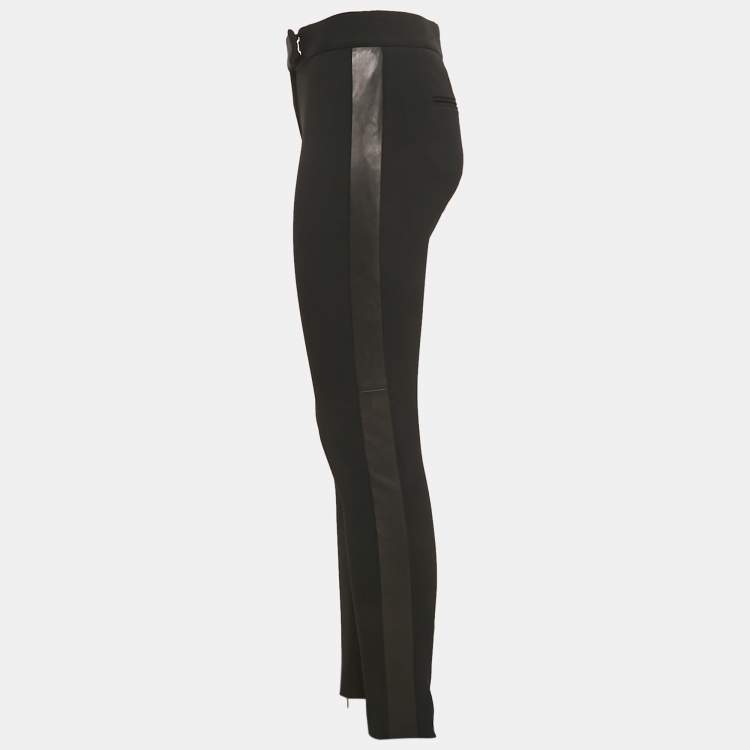 Pre Owned Tom Ford Black Crepe Leather Trim Trousers S