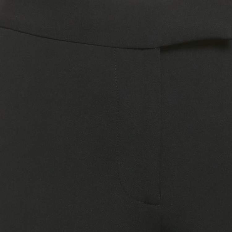 Pre Owned Tom Ford Black Crepe Leather Trim Trousers S