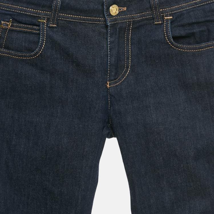 Pre Owned Tom Ford Dark Blue Denim Zipper Detail Skinny Fit Jeans M Waist 28"