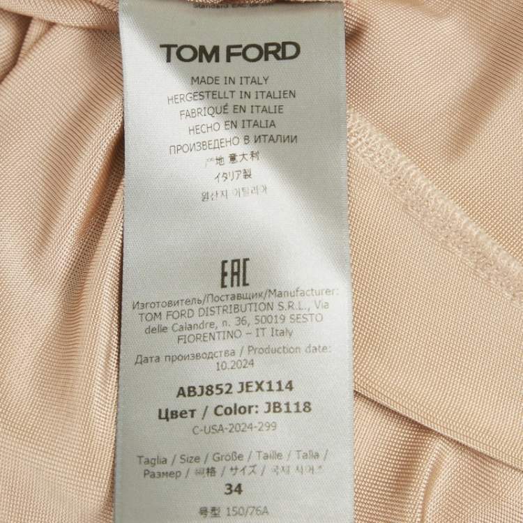 Pre Owned Tom Ford Champaign Pink Jersey One Shoulder Evening Dress XXS 