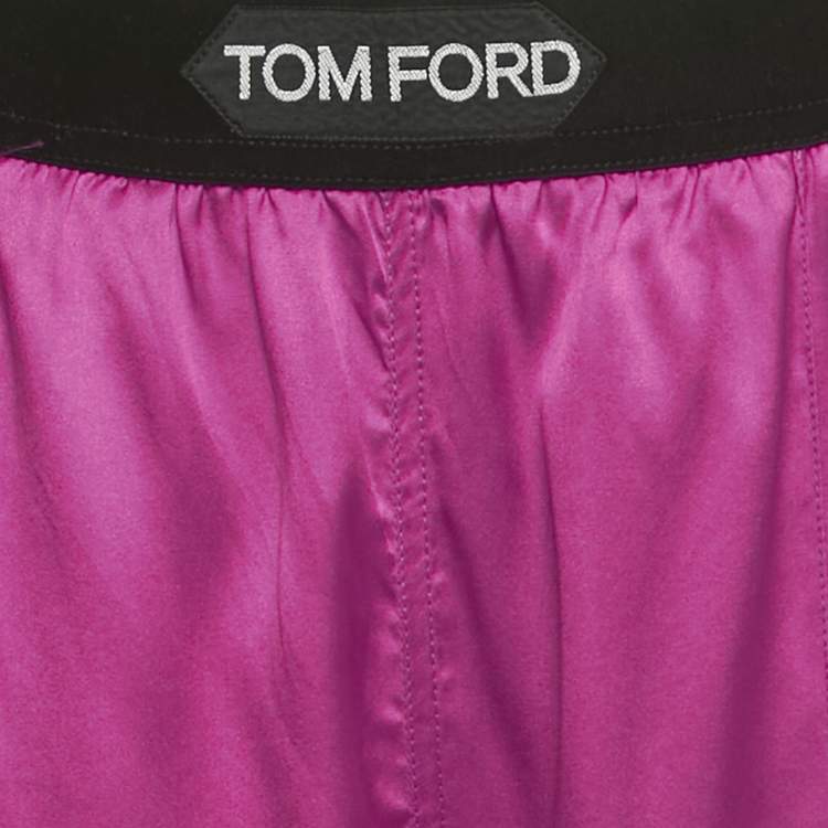 Pre Owned Tom Ford Pink Logo Waistband Silk PJ Pants XS