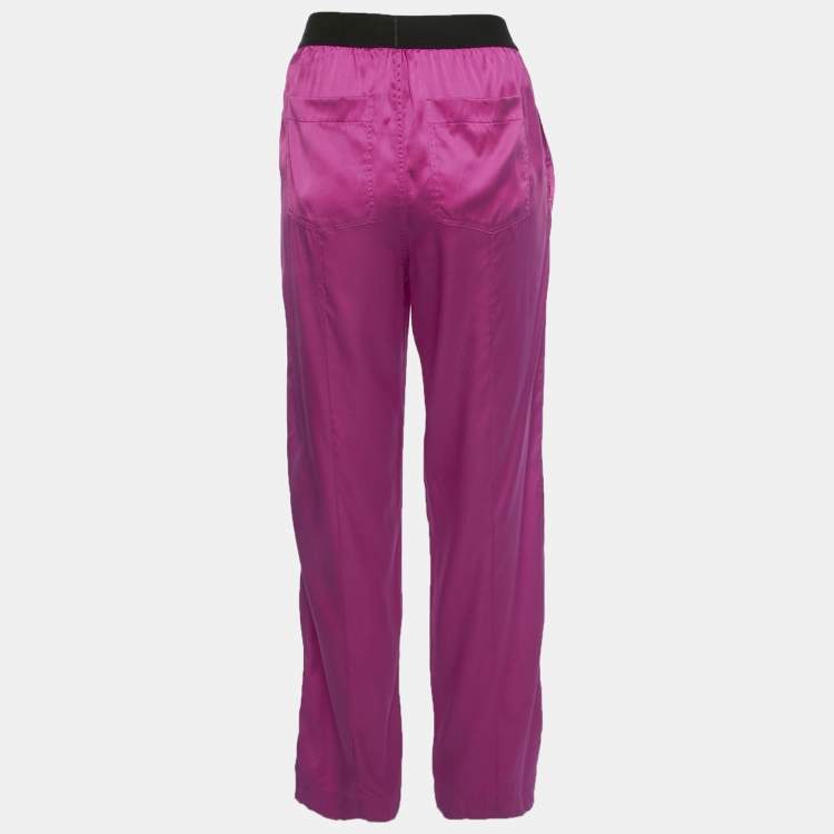 Pre Owned Tom Ford Pink Logo Waistband Silk PJ Pants XS