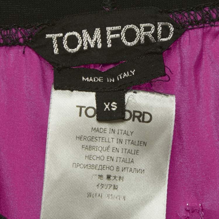 Pre Owned Tom Ford Pink Logo Waistband Silk PJ Pants XS